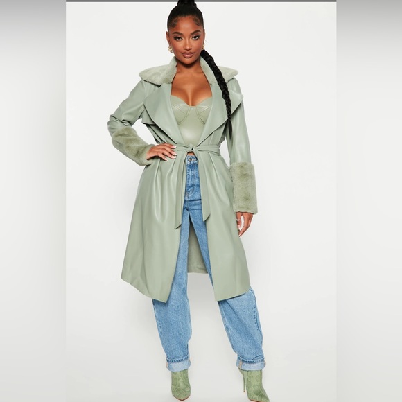 Fashion Nova Jackets & Blazers - Just Fabulous Faux Leather Coat With Faux Fur - NEW WITH TAGS!! Fashion Nova